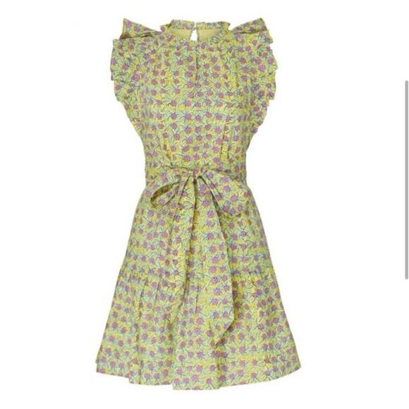 Banjanan Dress Floral Cottage Mini Green Purple Designer Bulbul’s Sister Flounce